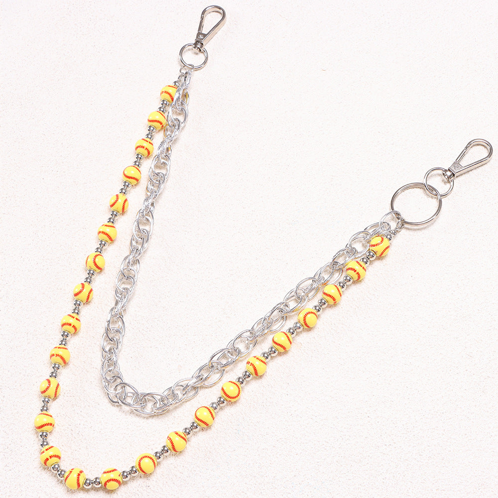 Yellow Softball Bead Chunky Cable Link Jean Chain - Yellow - 3