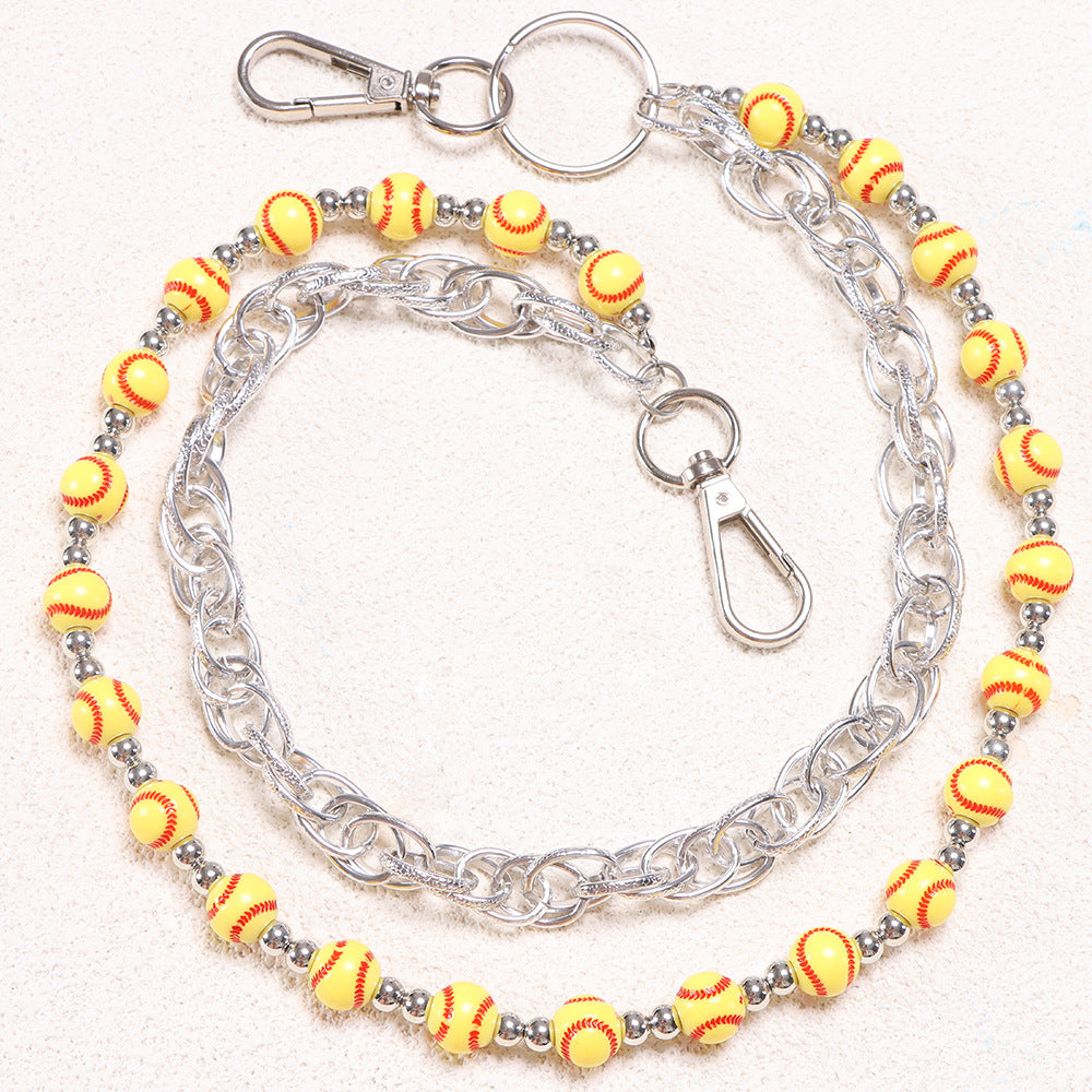 Yellow Softball Bead Chunky Cable Link Jean Chain - Yellow - 5