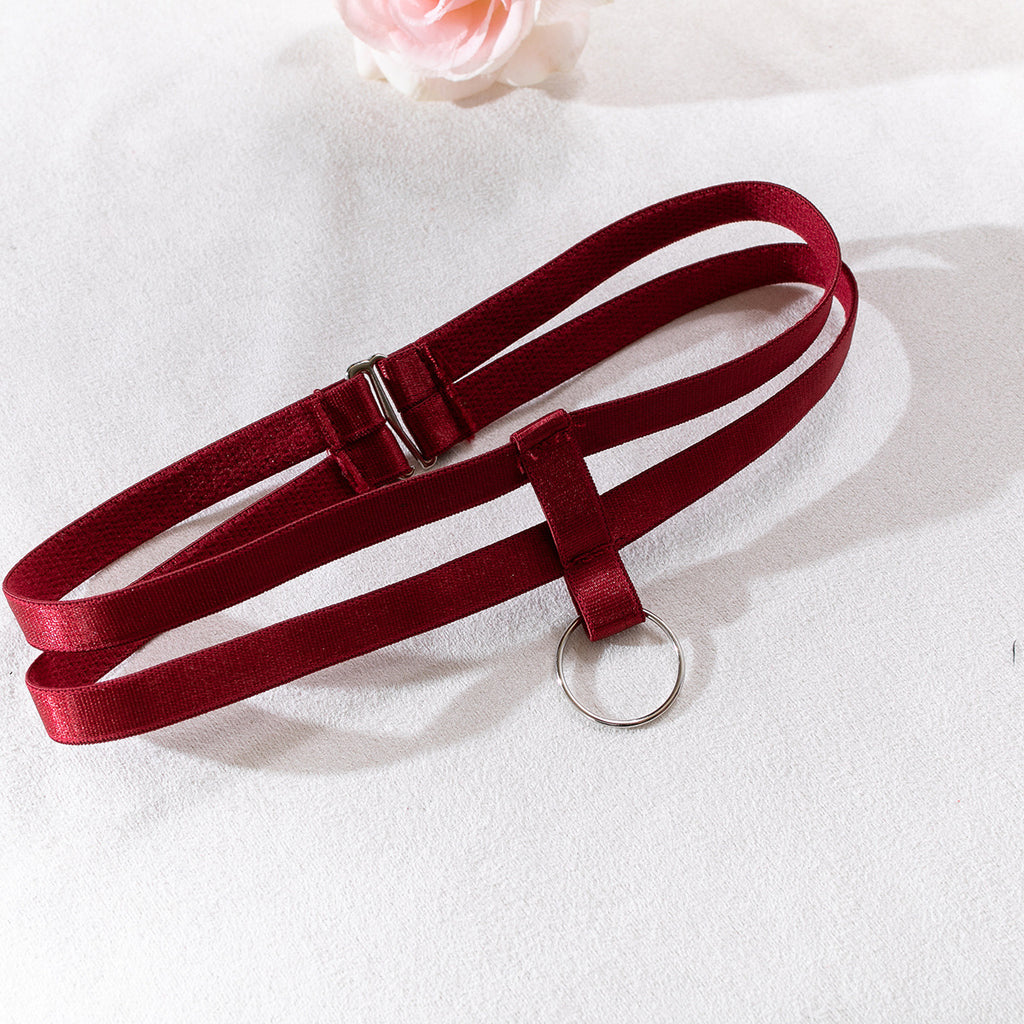 Satin Bow Bra Thong And Glove Set - Burgundy - 10