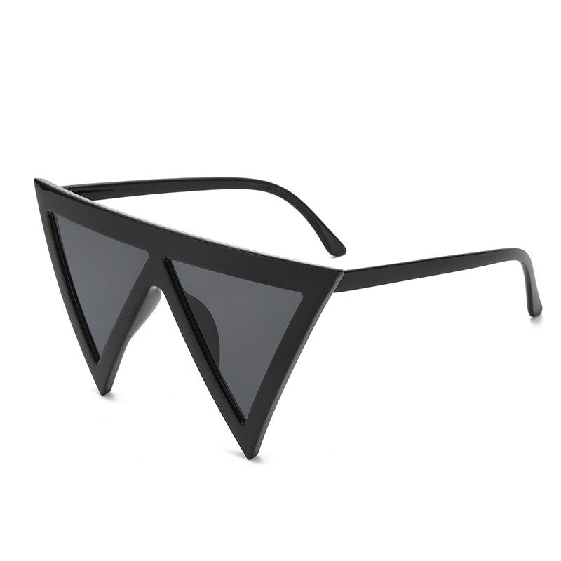 Pointed Triangle Lens Statement Sunglasses - BLACK