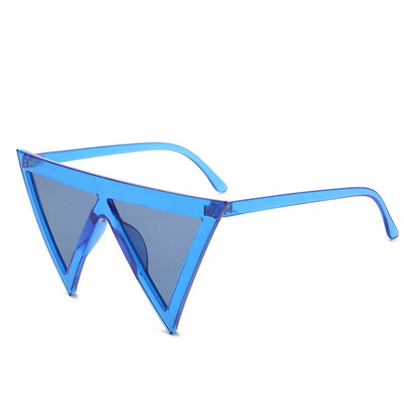 Pointed Triangle Lens Statement Sunglasses - BLUE