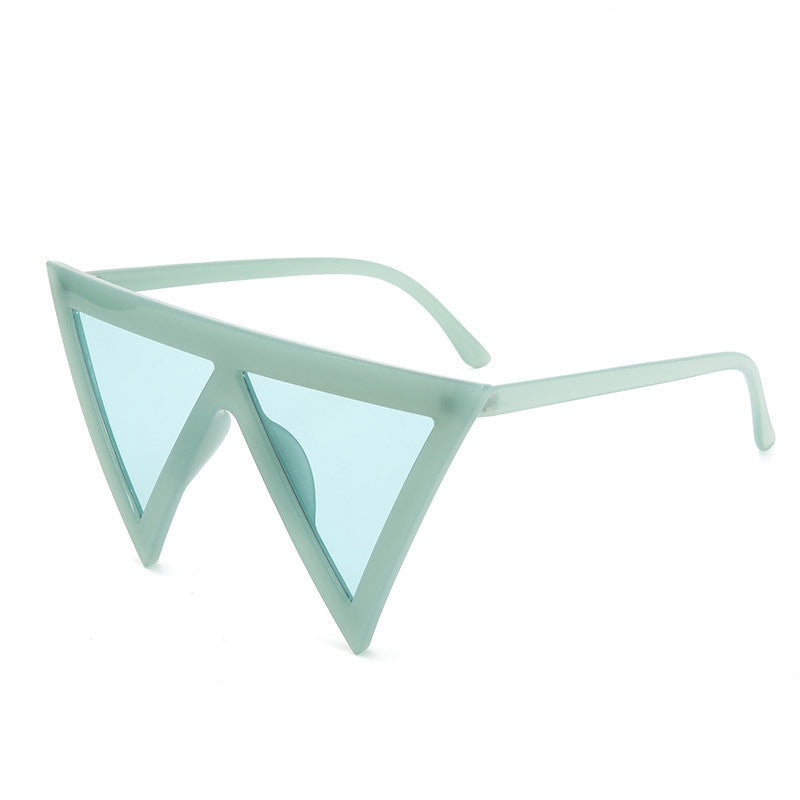Pointed Triangle Lens Statement Sunglasses - GREEN