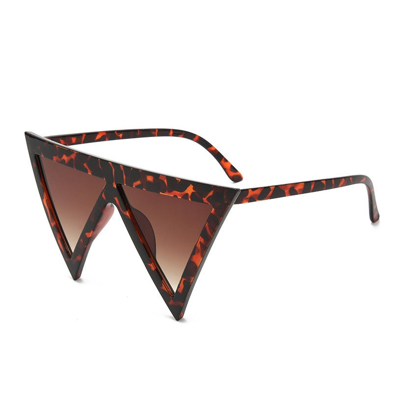Pointed Triangle Lens Statement Sunglasses - LEOPARD