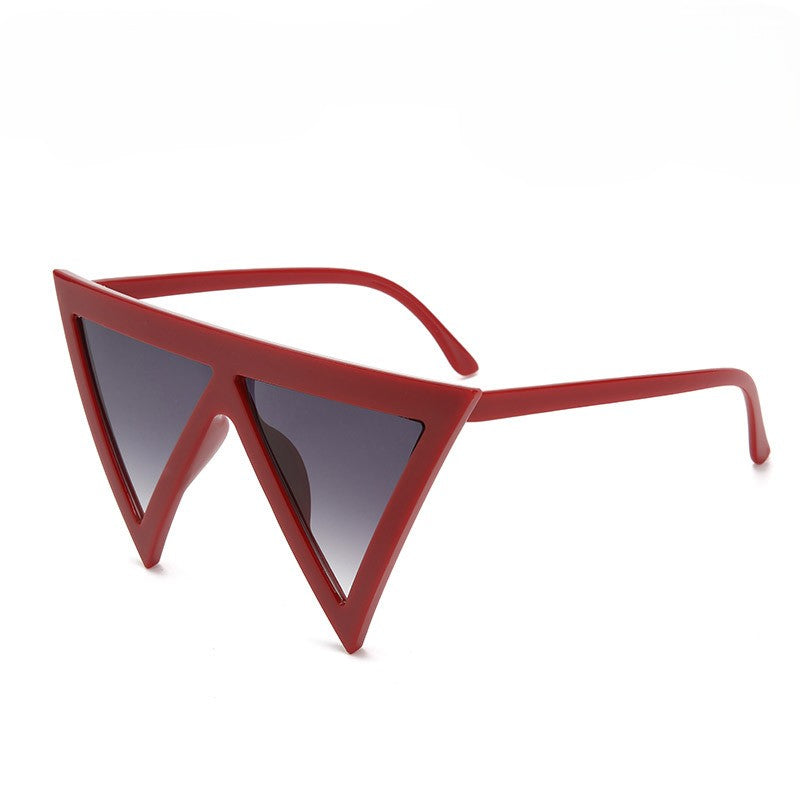 Pointed Triangle Lens Statement Sunglasses - RED