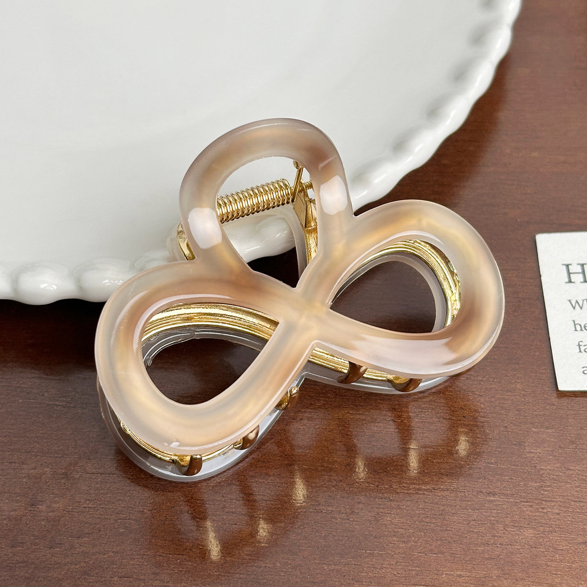 Infinity Bow Acetate Hair Claw Clip - LightCoffee