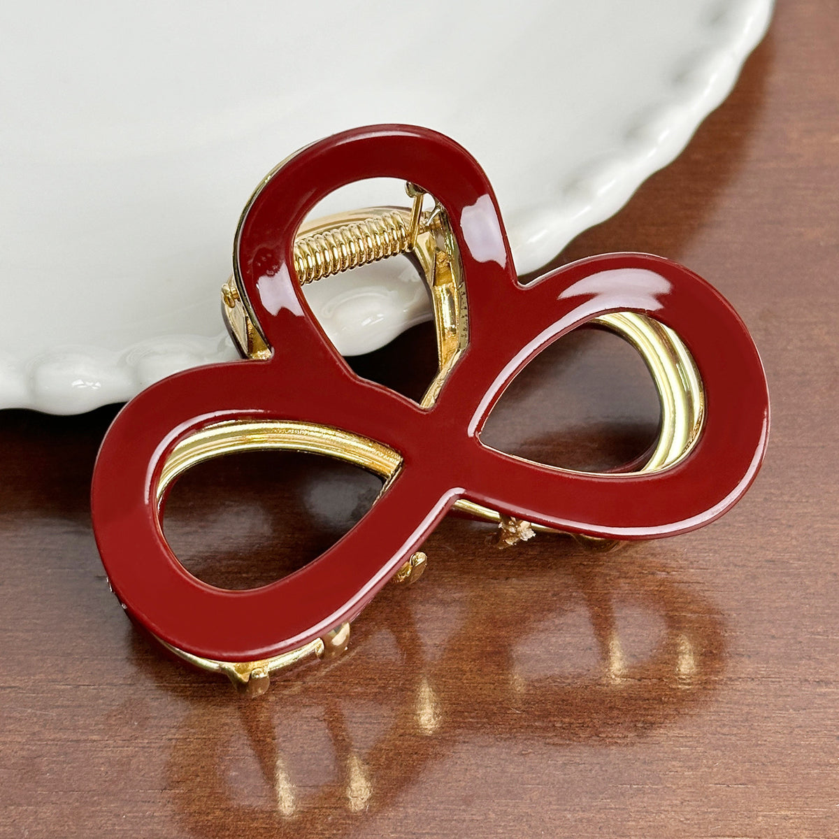 Infinity Bow Acetate Hair Claw Clip - Red