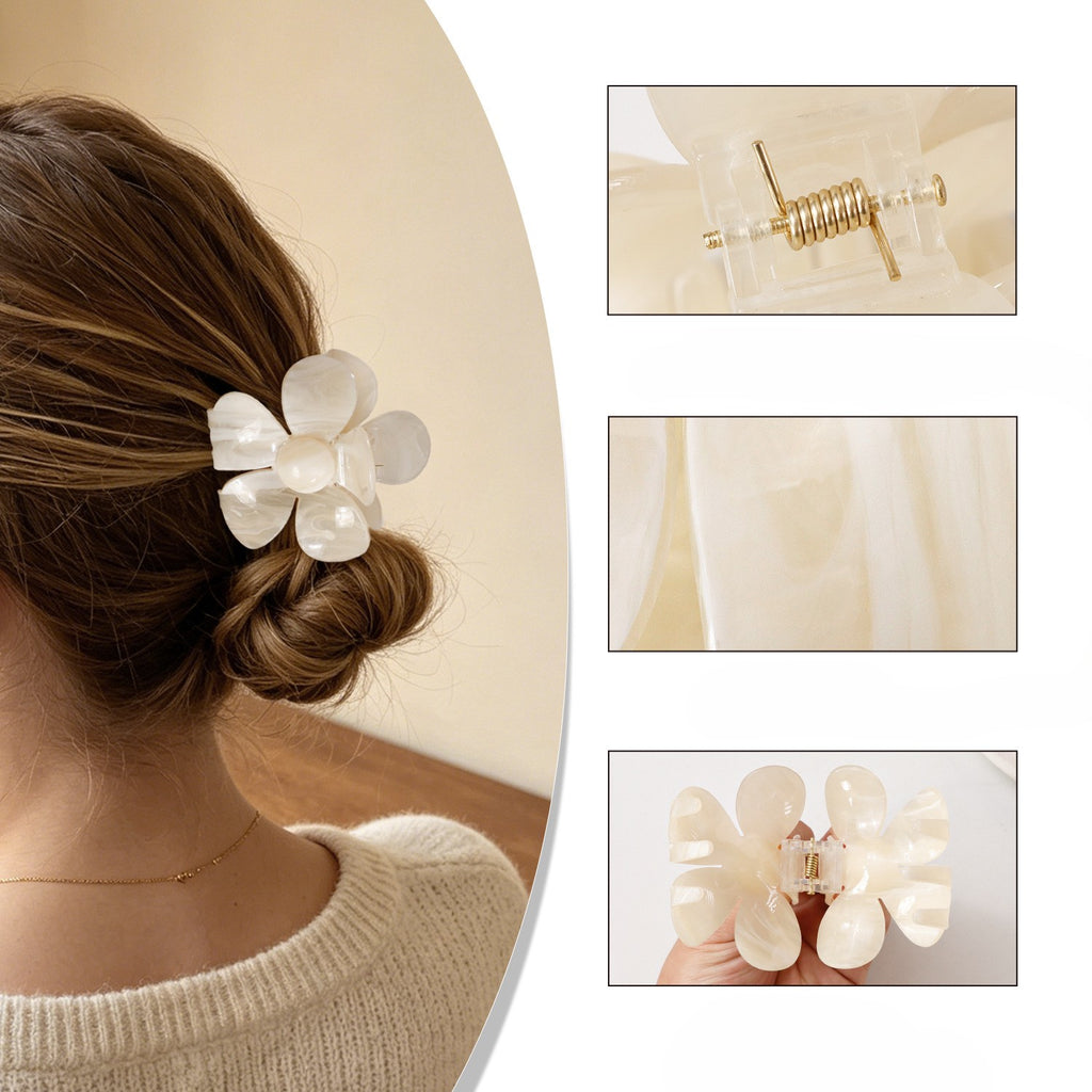 Flower Shaped Claw Clip With Marble Swirl - view 2