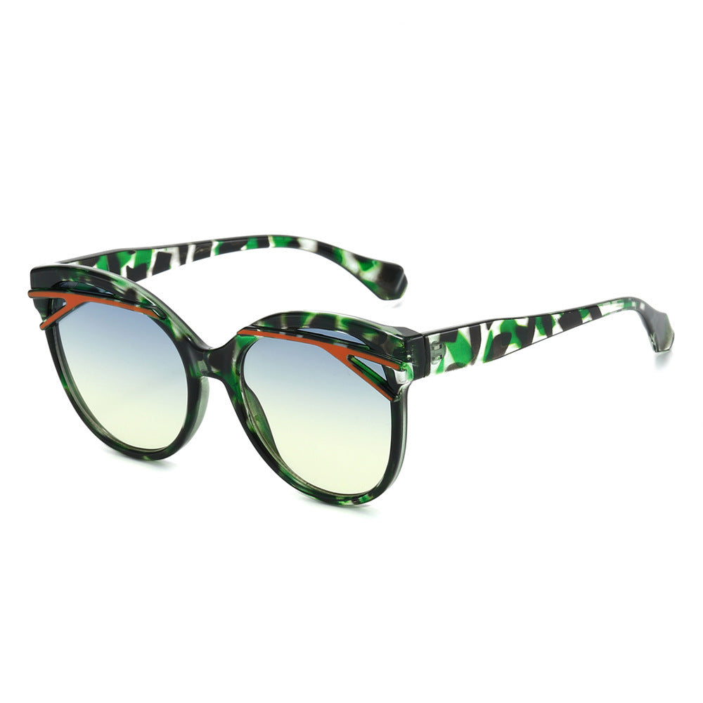 Oversized Round Sunglasses With Brow Bar Accent - Decor_G