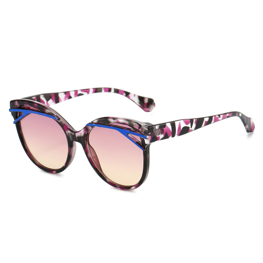 Oversized Round Sunglasses With Brow Bar Accent - Decor_P