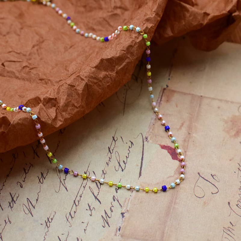 Multicolor Seed Bead Layering Choker Necklace