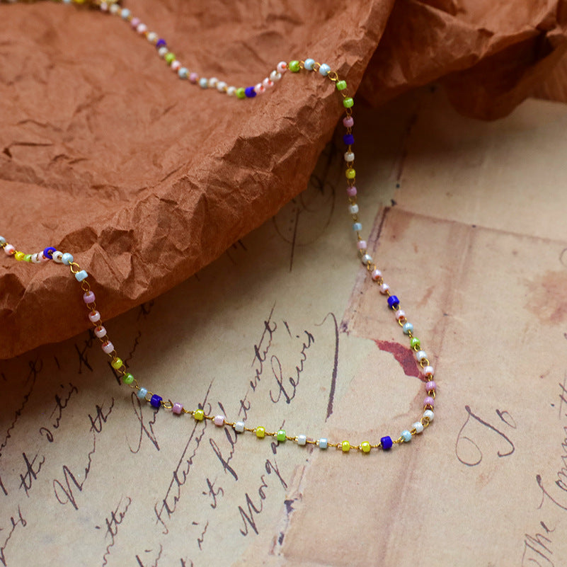 Multicolor Seed Bead Layering Choker Necklace - view 1