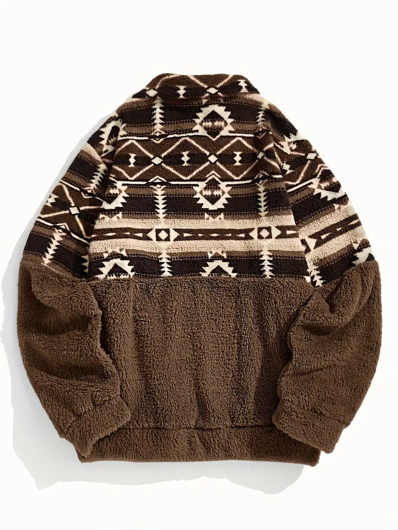 Southwestern Print Sherpa Half Zip Pullover - view 4