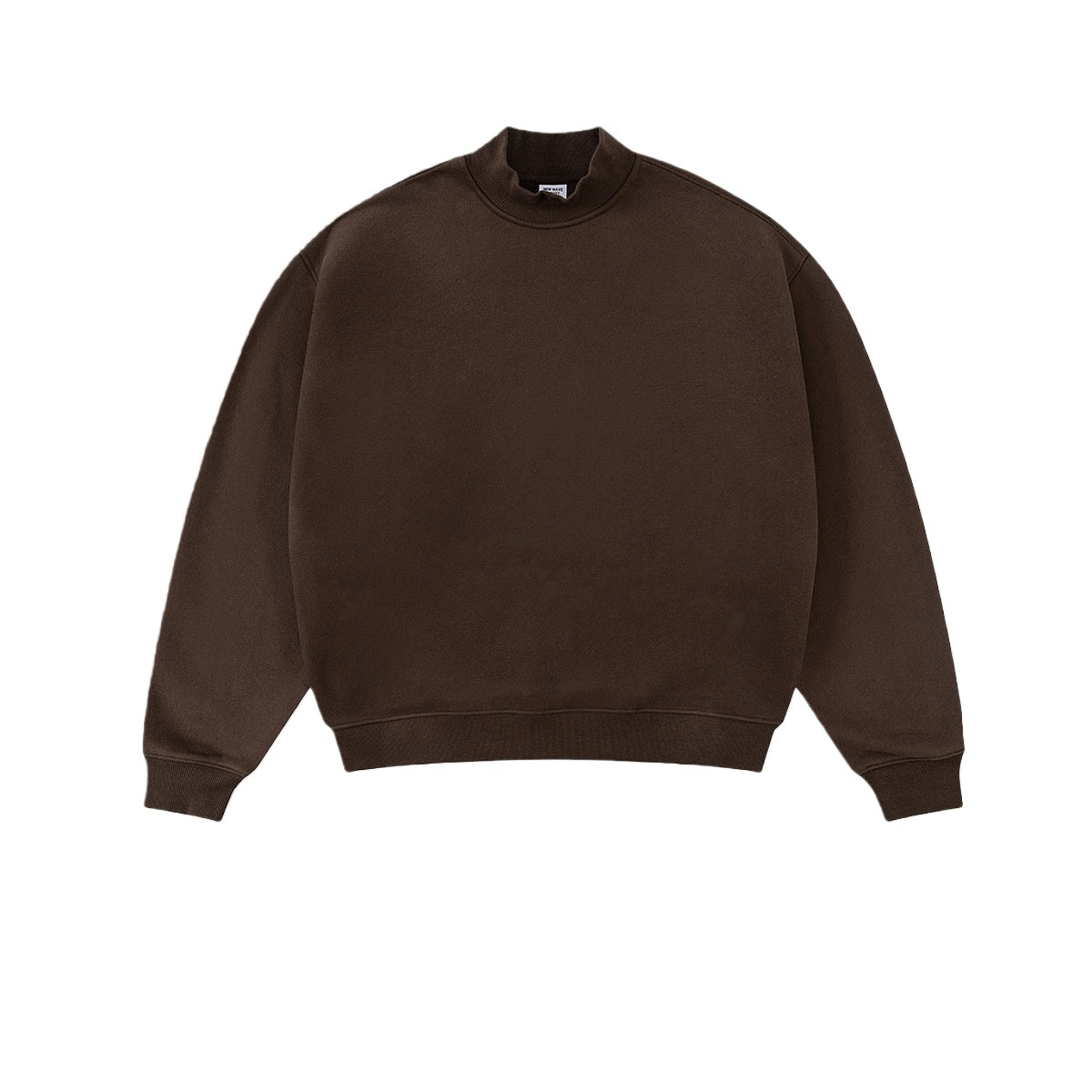 Relaxed Mock Neck Fleece Sweatshirt - Brown
