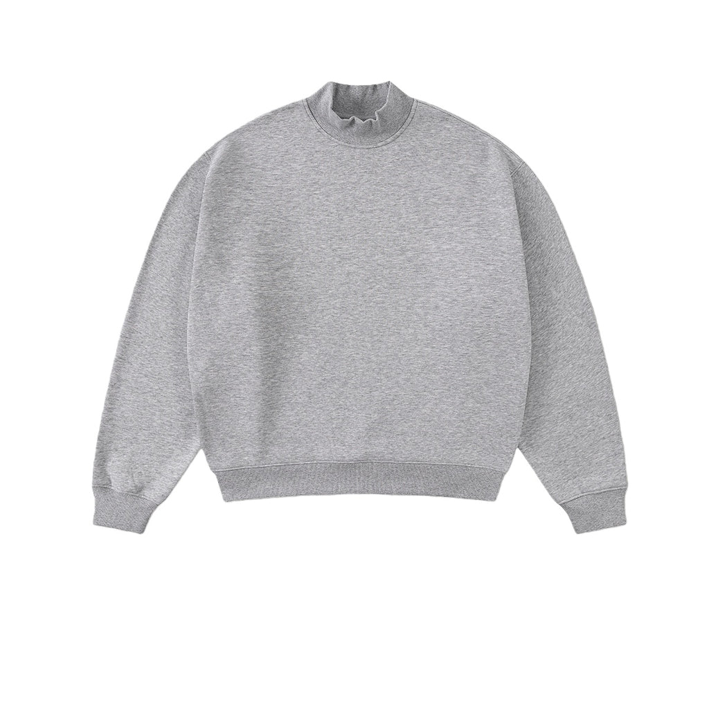 Relaxed Mock Neck Fleece Sweatshirt - Grey