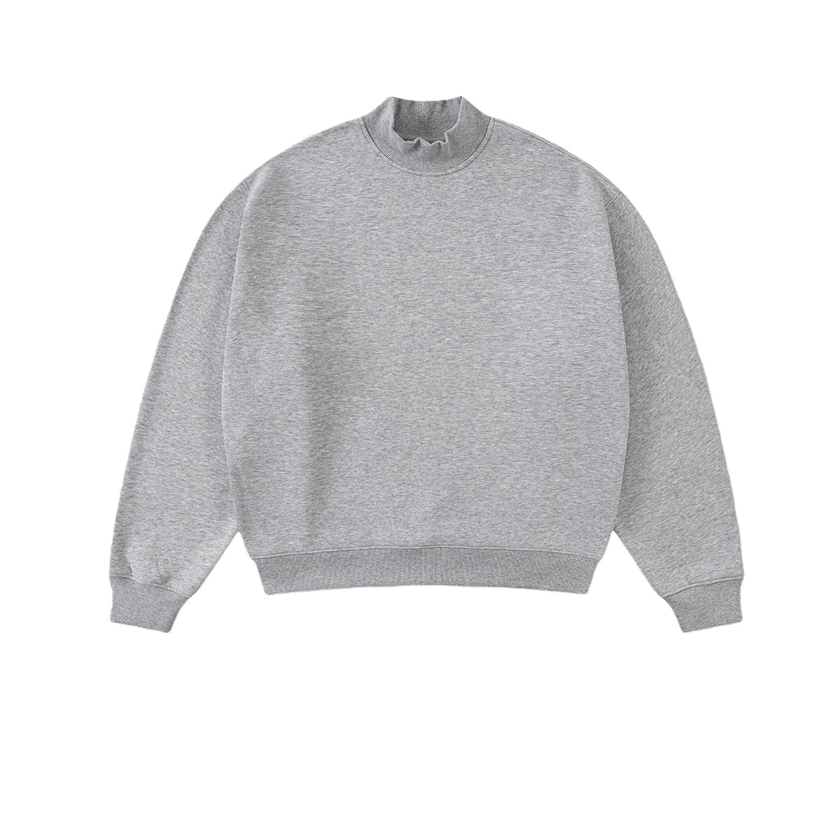 Relaxed Mock Neck Fleece Sweatshirt - Grey