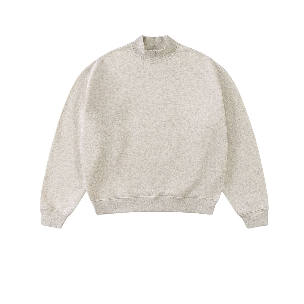 Relaxed Mock Neck Fleece Sweatshirt - HeatherGrey - 1