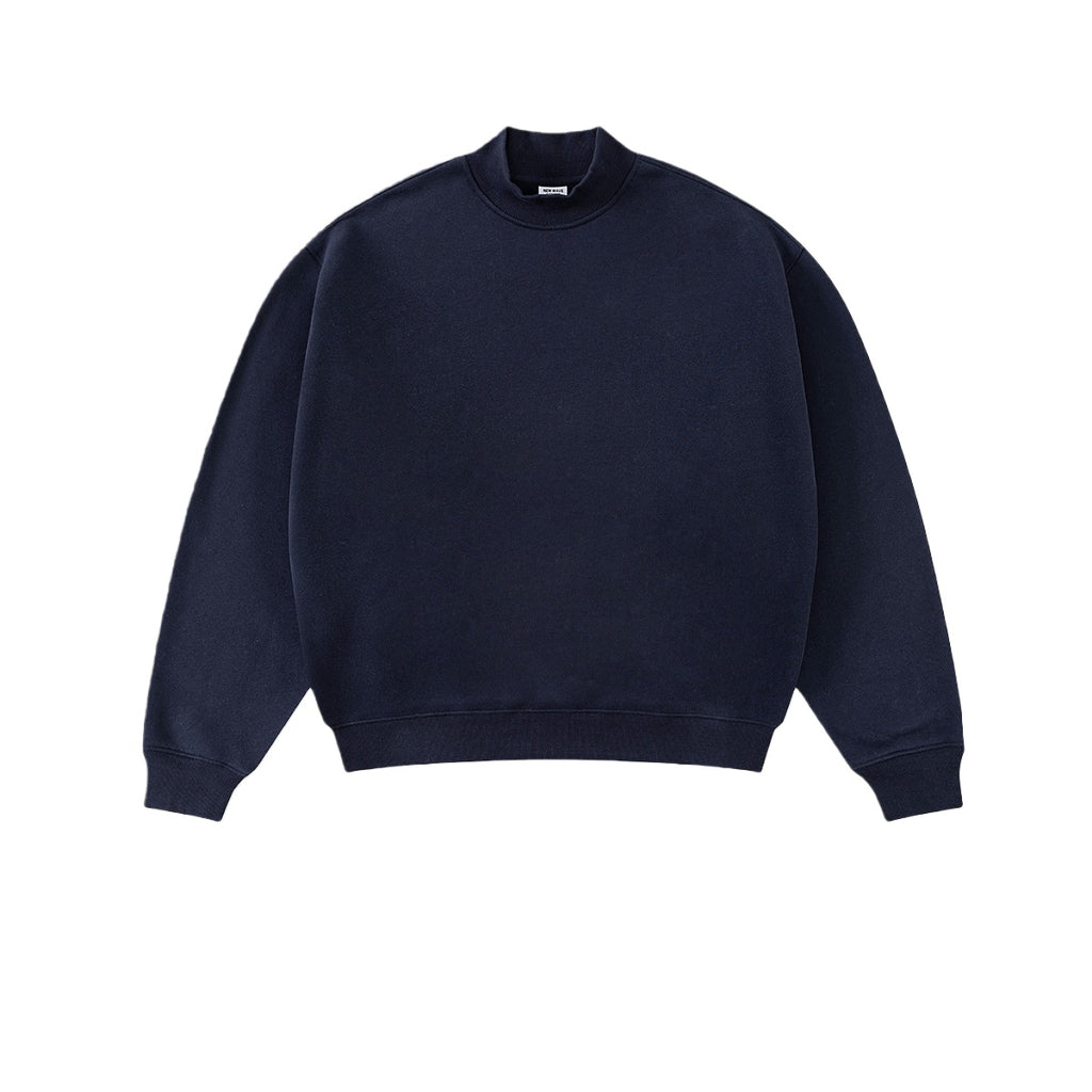 Relaxed Mock Neck Fleece Sweatshirt - Navy