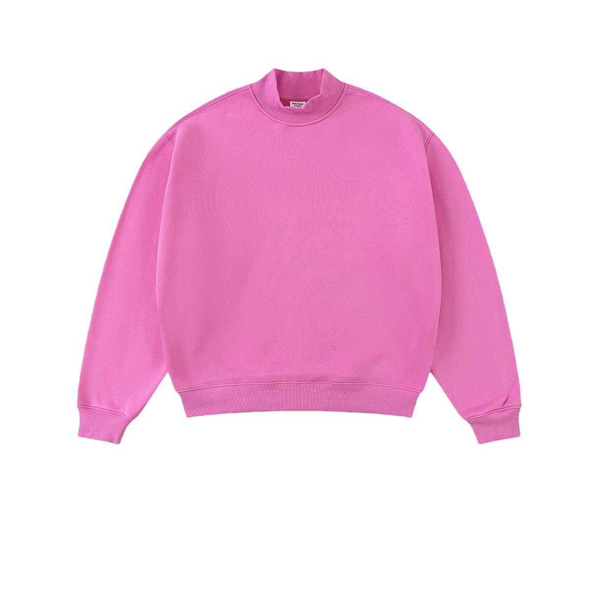 Relaxed Mock Neck Fleece Sweatshirt - Pink