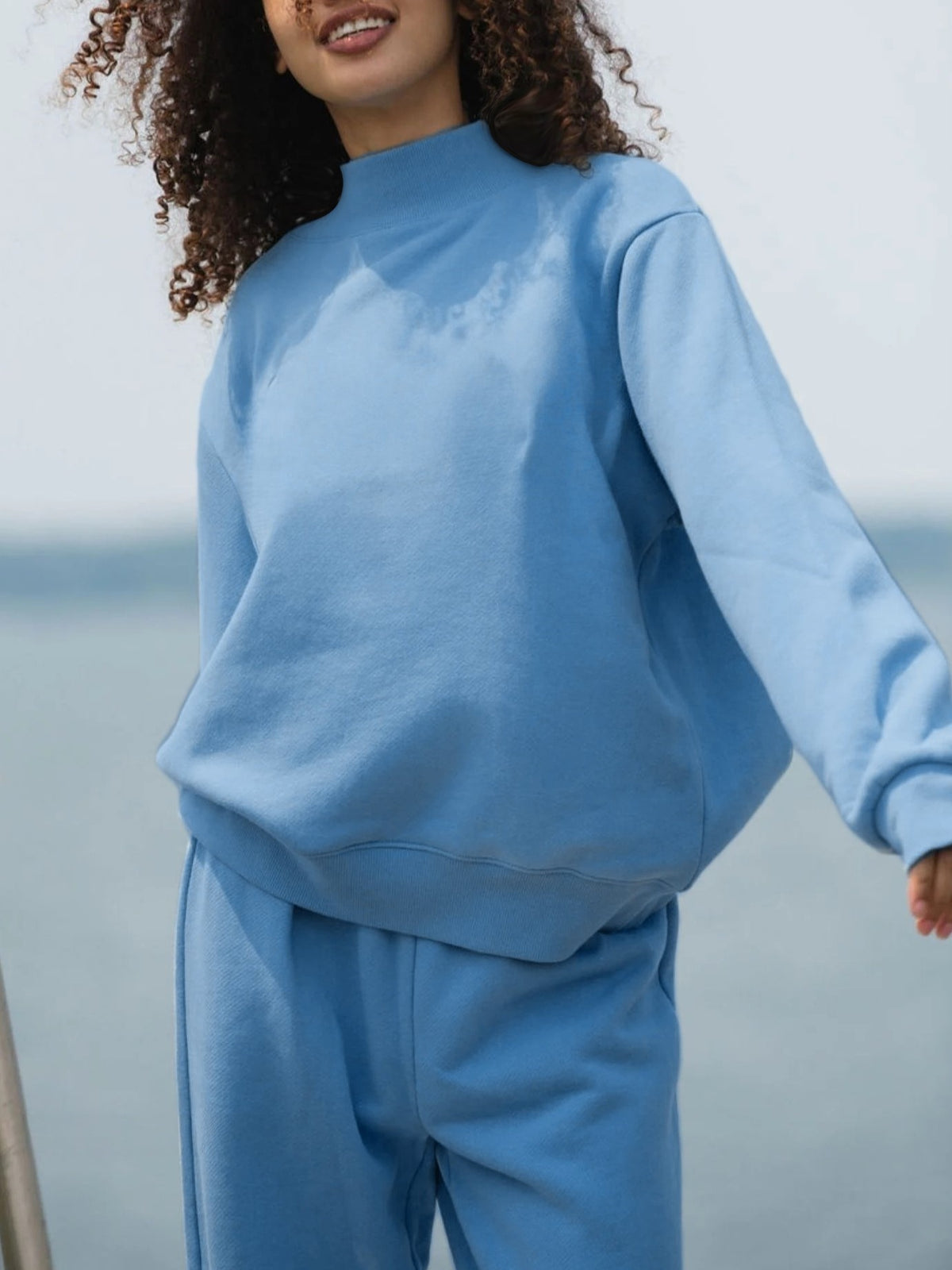 Relaxed Mock Neck Fleece Sweatshirt - view 13