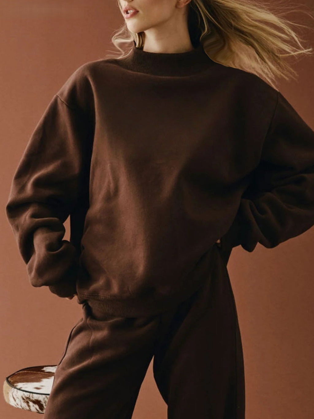 Relaxed Mock Neck Fleece Sweatshirt - view 14