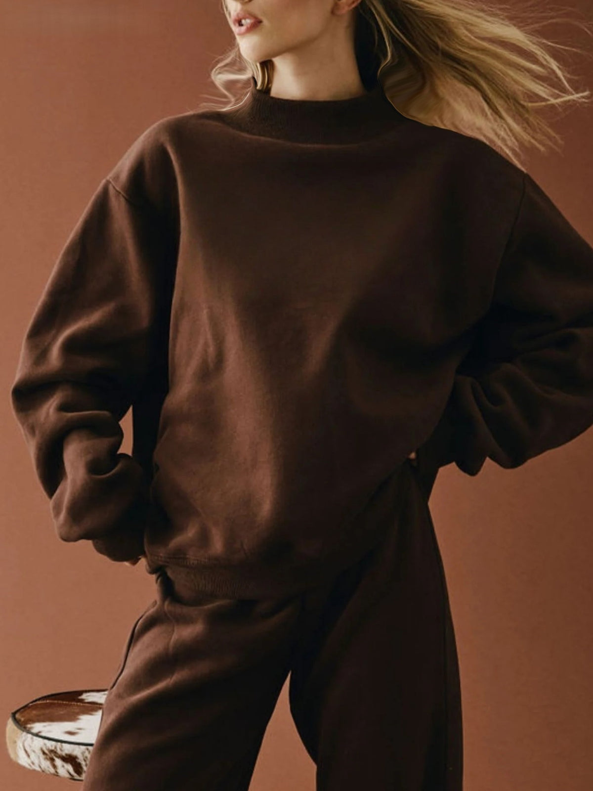 Relaxed Mock Neck Fleece Sweatshirt - view 14