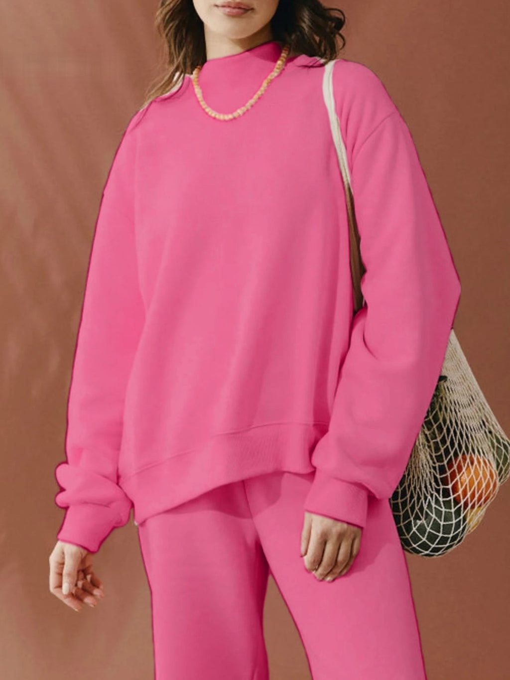 Relaxed Mock Neck Fleece Sweatshirt - view 17
