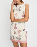 Botanical Print Sleeveless Shift Mini Dress - Printed