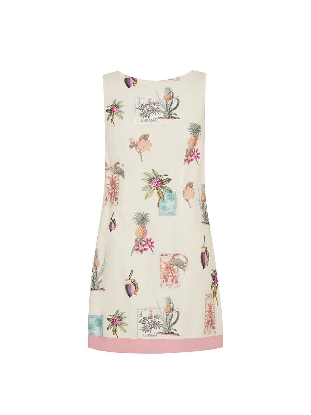 Botanical Print Sleeveless Shift Mini Dress - Printed - 1