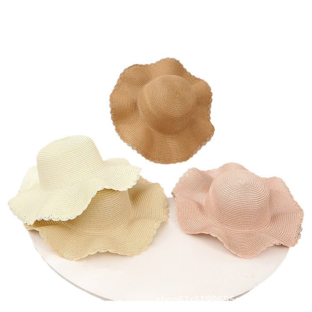 Oversized Wavy Brim Straw Beach Hat - view 1