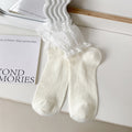 Lace Ruffle Cuff Ribbed Ankle Socks - White
