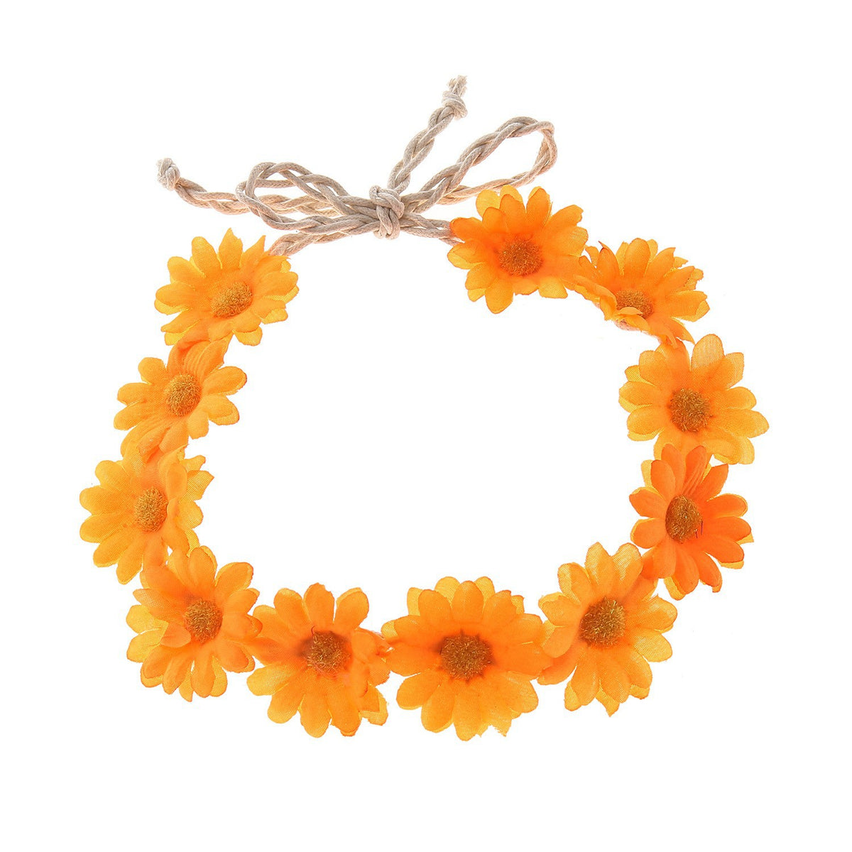 Daisy Flower Crown Braided Hair Tie - Orange