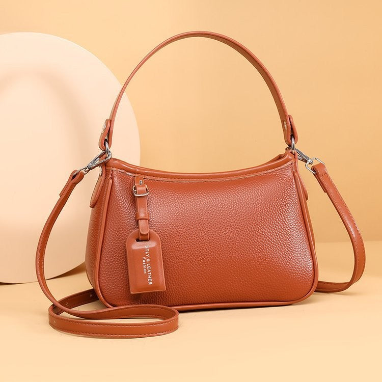 Pebbled Leather Baguette Shoulder Bag