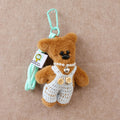 Teddy Bear Plush Keychain In Knit Overalls - Blue