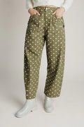 Polka Dot Wide Leg Baggy Jeans - Green