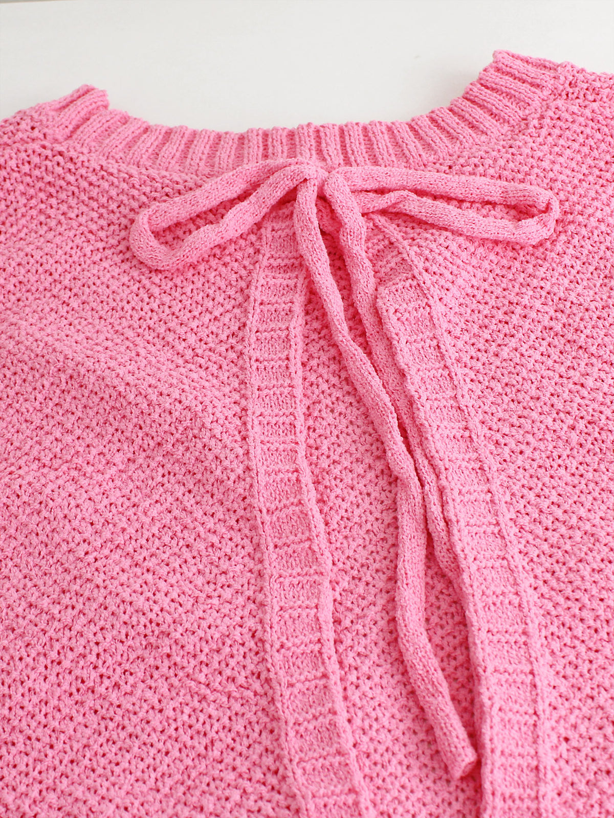 Open Back Sleeveless Knit Top Tie Neck - Pink - 2