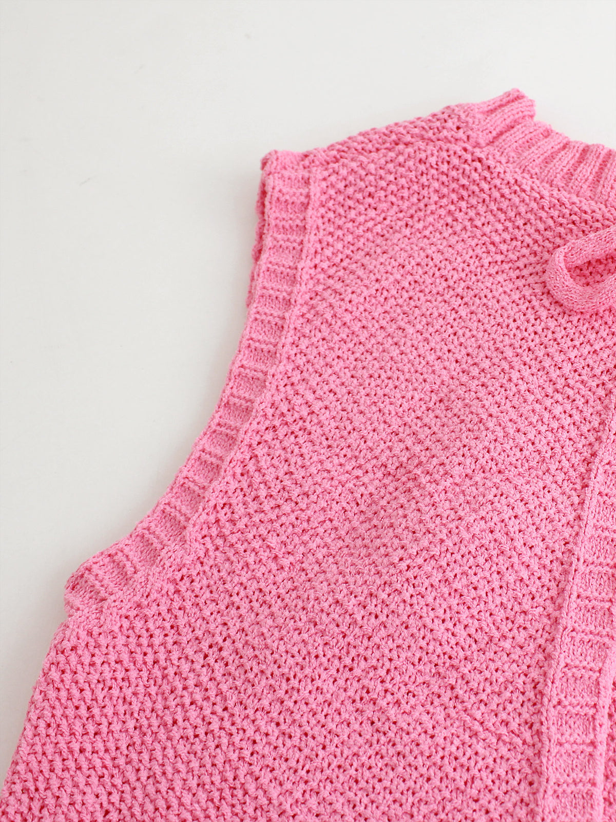 Open Back Sleeveless Knit Top Tie Neck - Pink - 3