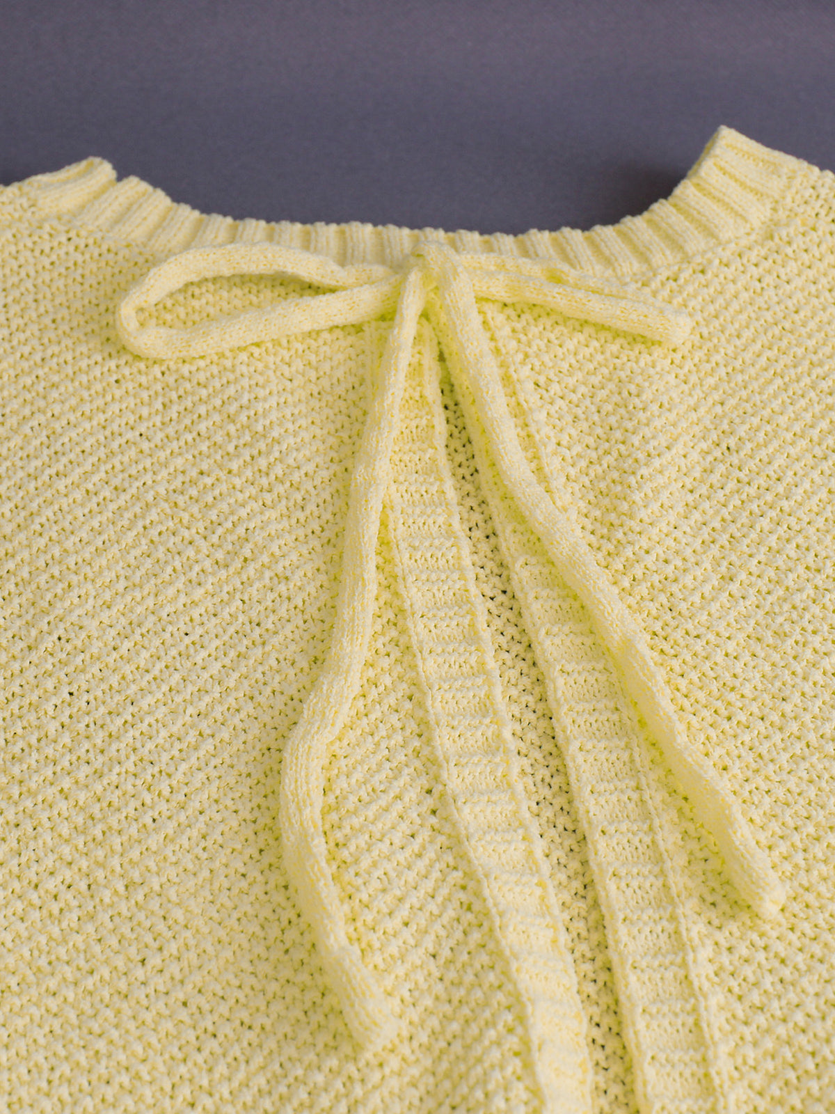 Open Back Sleeveless Knit Top Tie Neck - Yellow - 4