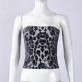 Leopard Print Sequin Tube Top - Grey