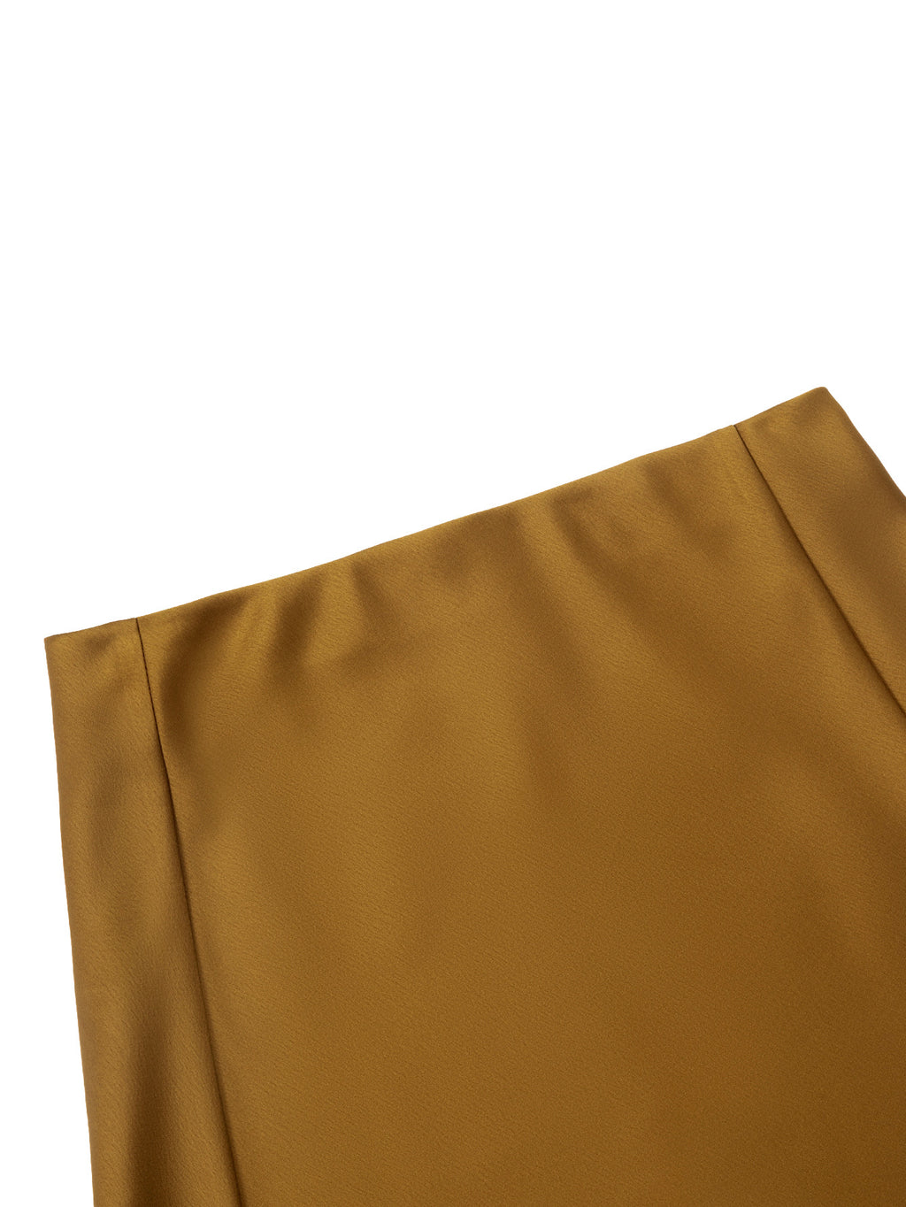 Satin A Line Mini Skirt with Slit - Gold - 1