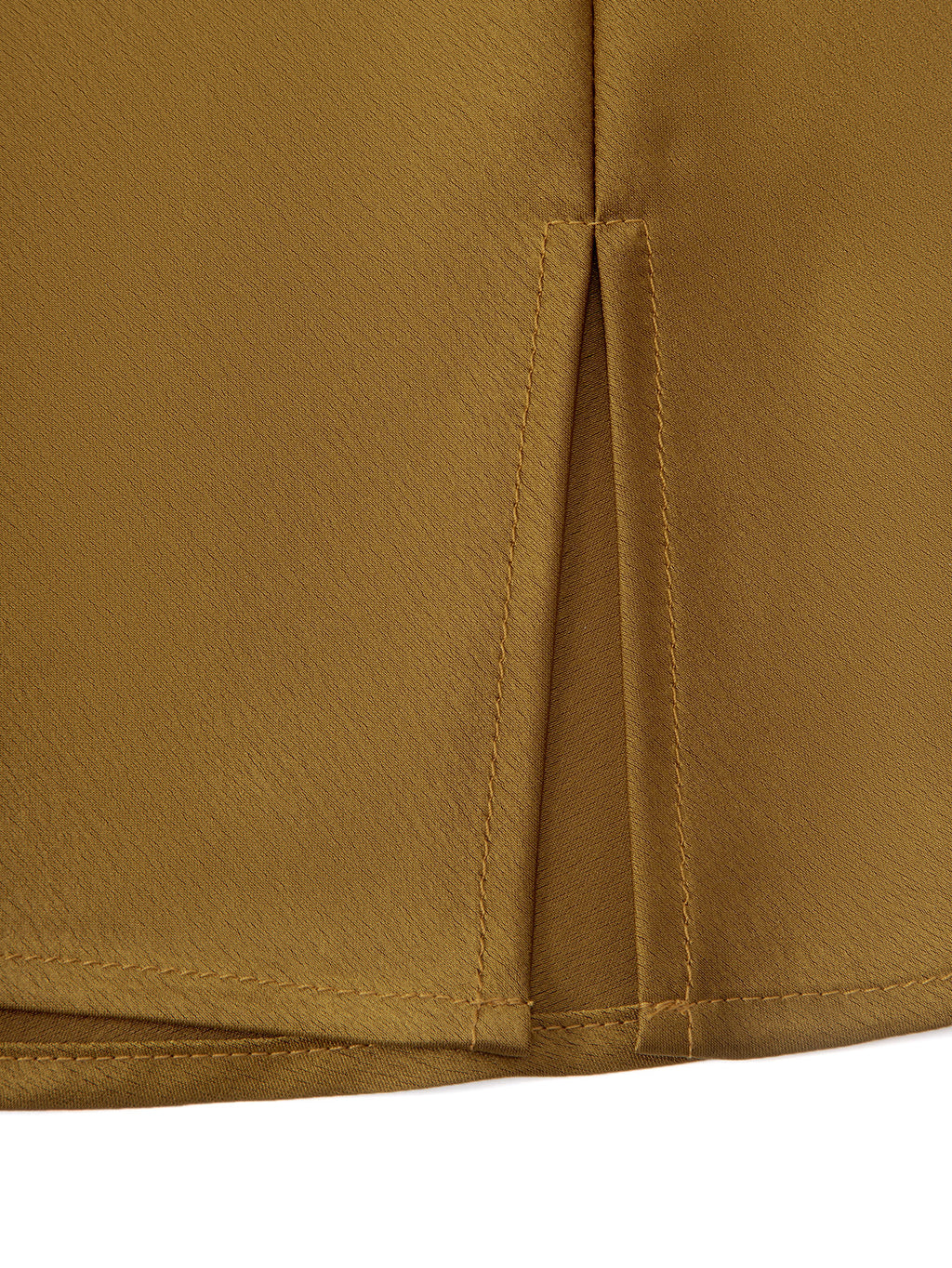 Satin A Line Mini Skirt with Slit - Gold - 2