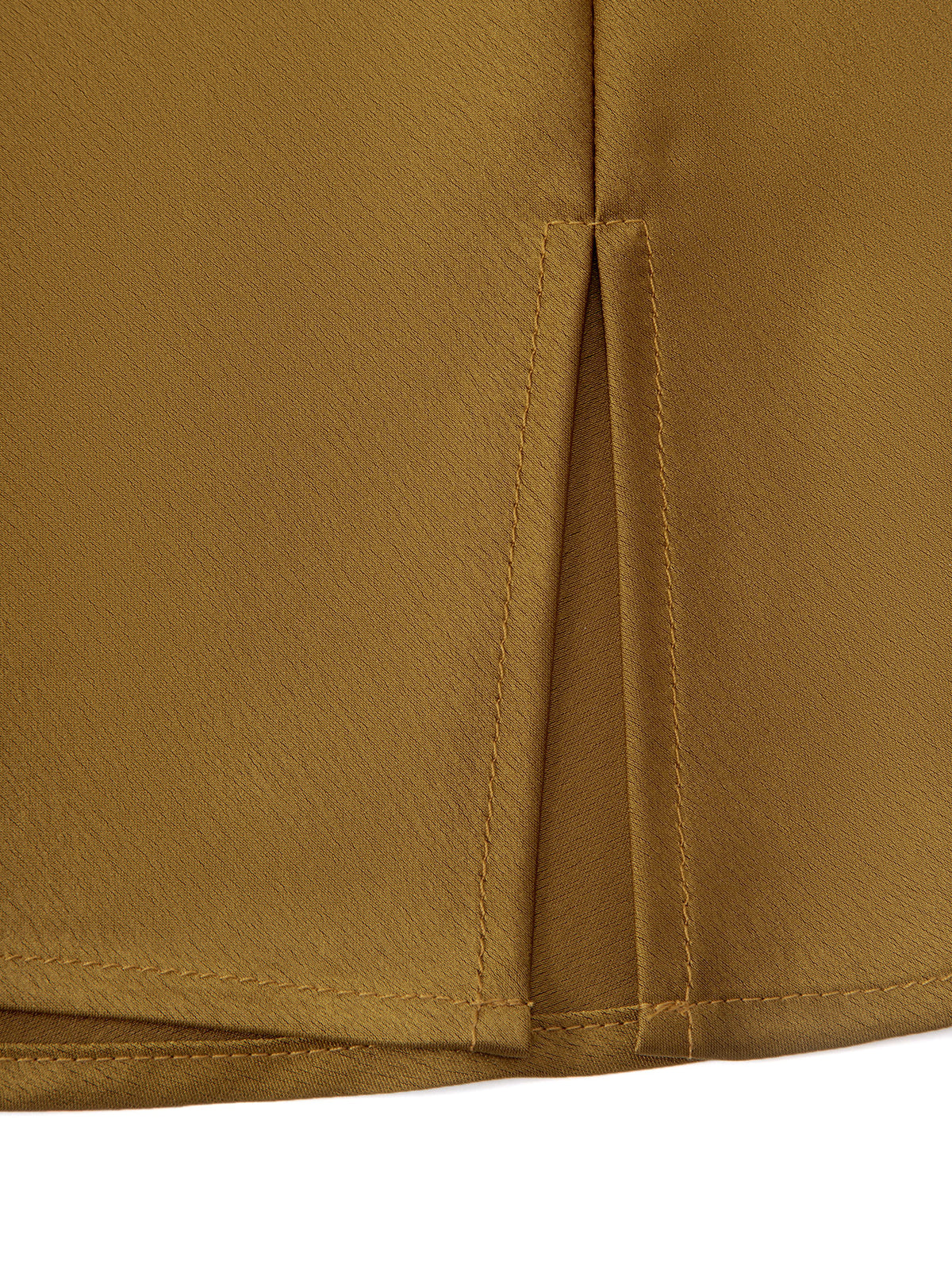 Satin A Line Mini Skirt with Slit - Gold - 2