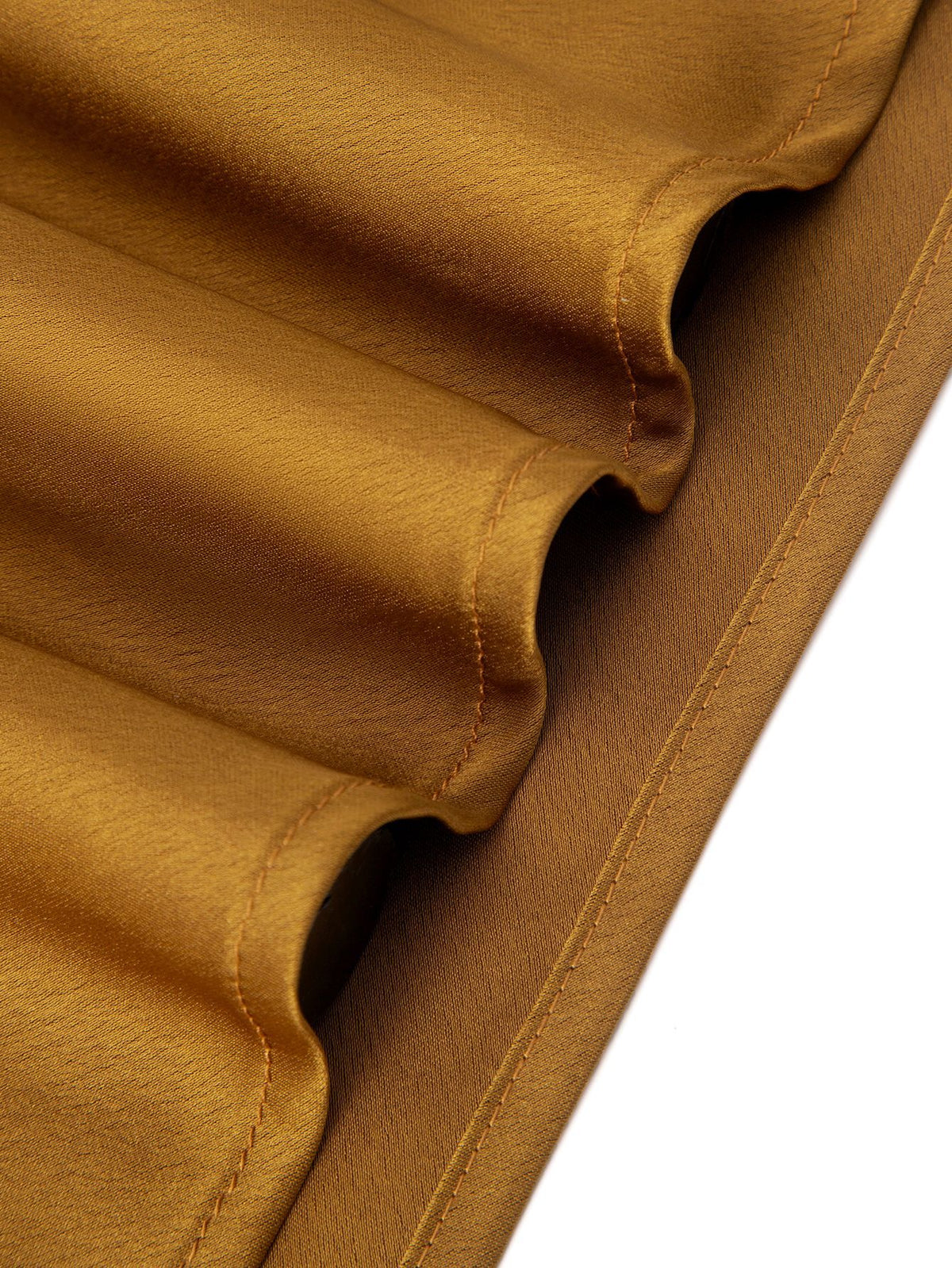 Satin A Line Mini Skirt with Slit - Gold - 3