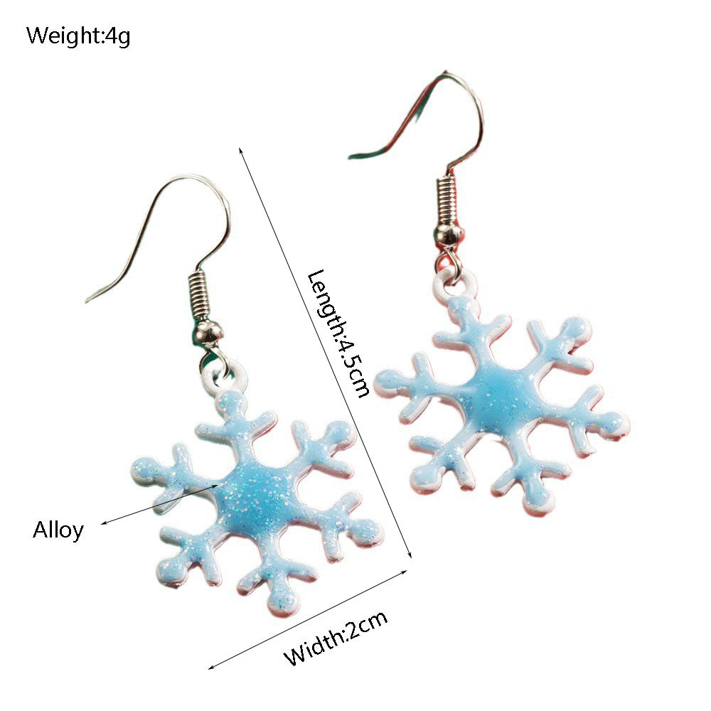 Winter Snowflake Charm Dangle Earrings - Blue - 1