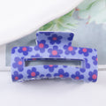 Retro Daisy Print Rectangle Hair Claw - Color_1