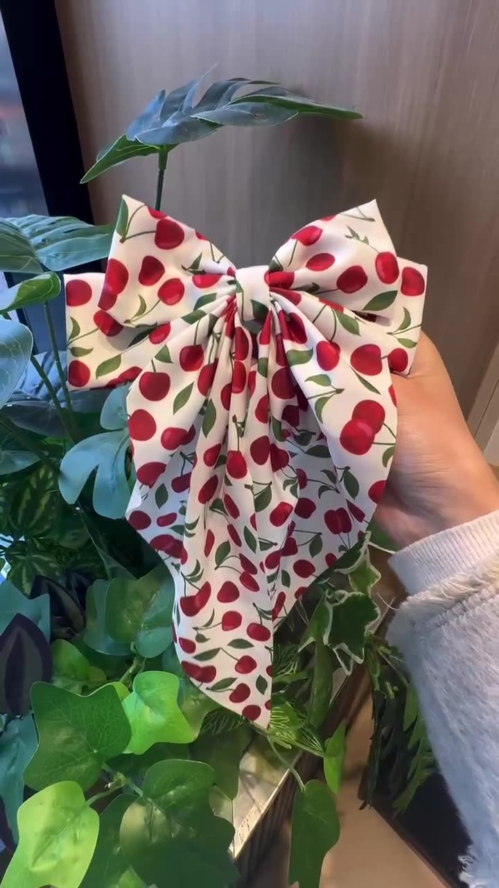 Fruit Print Ribbon Bow Barrette