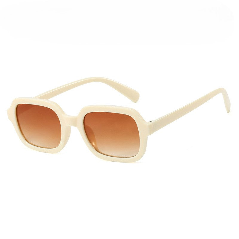 Small Square Frame Retro Sunglasses - Beige
