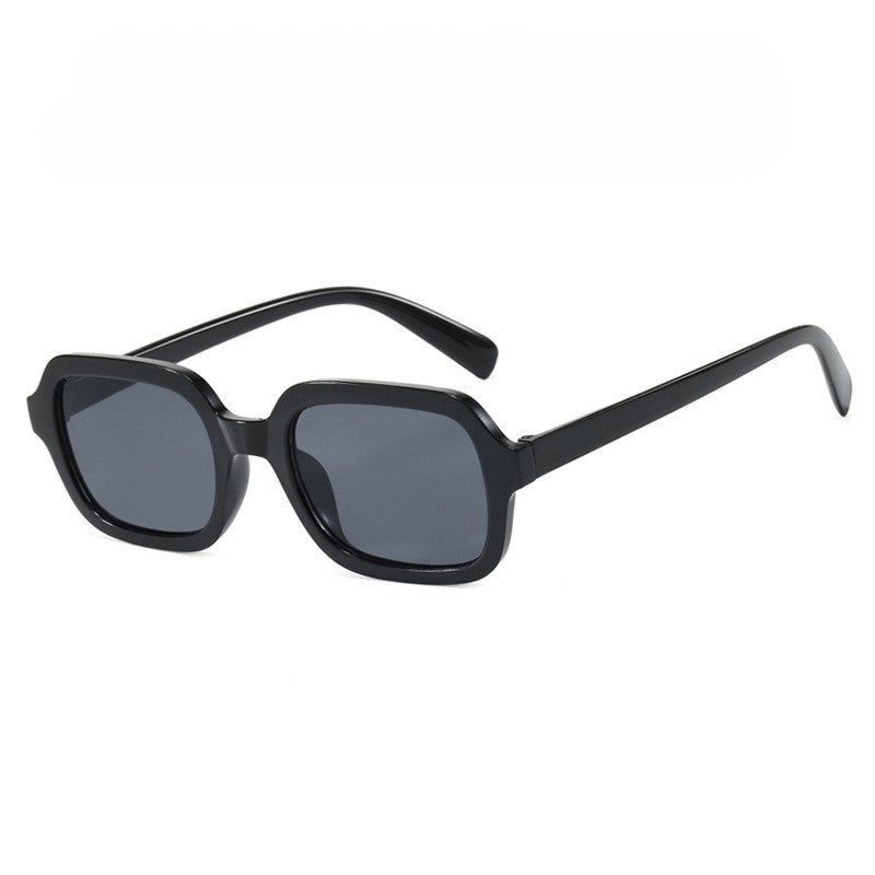 Small Square Frame Retro Sunglasses - Black