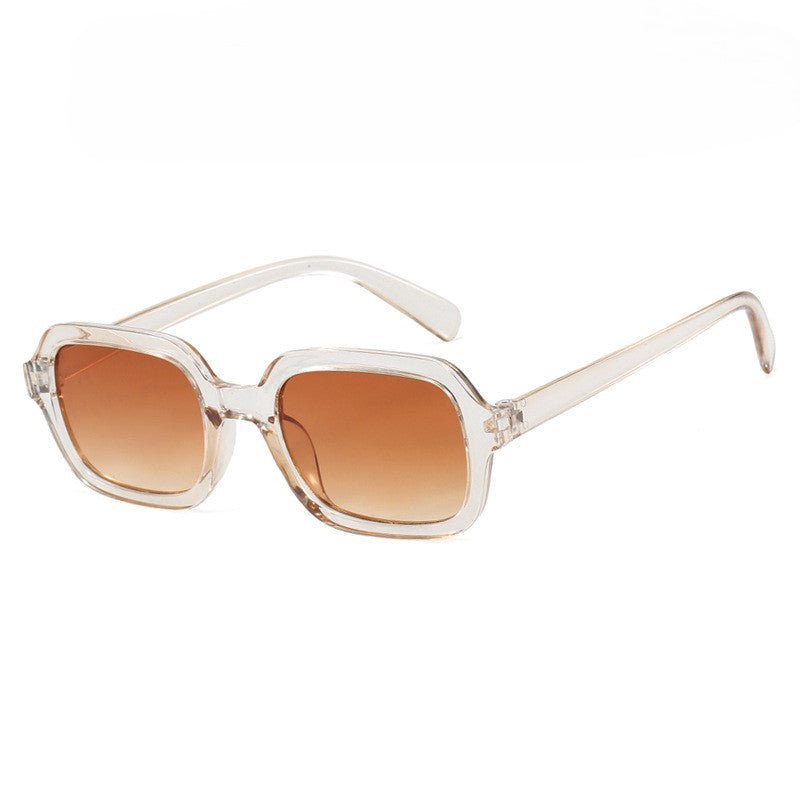 Small Square Frame Retro Sunglasses - Tea
