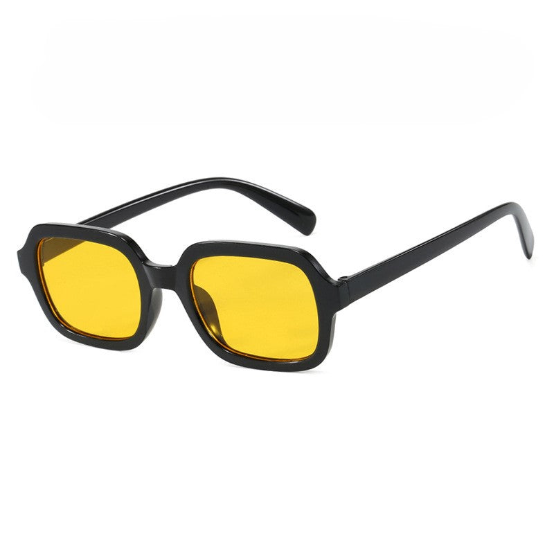 Small Square Frame Retro Sunglasses - Yellow