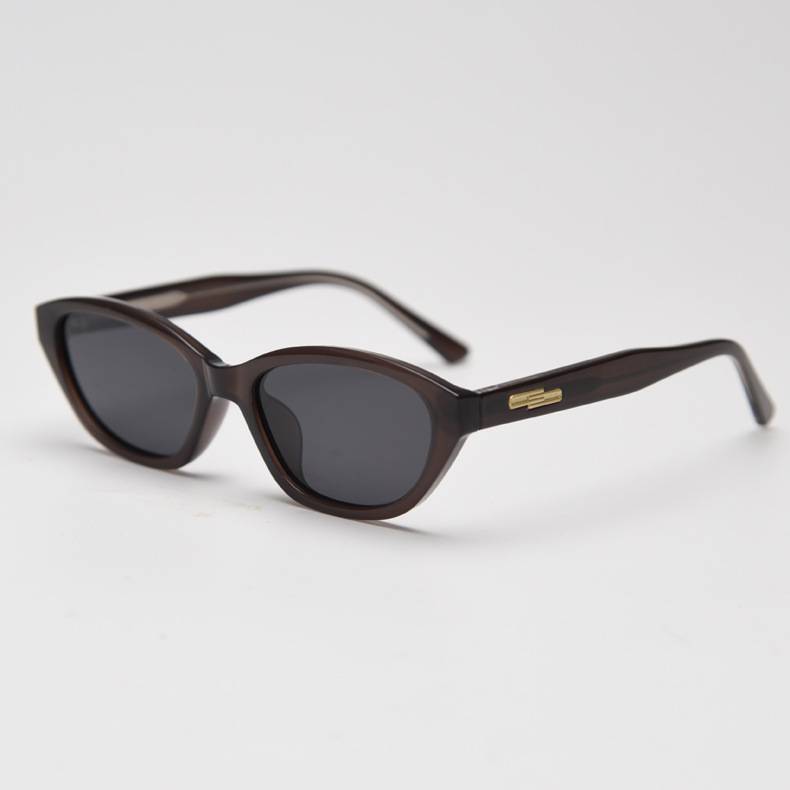 Narrow Angular Cat-Eye Acetate Sunglasses - Coffee